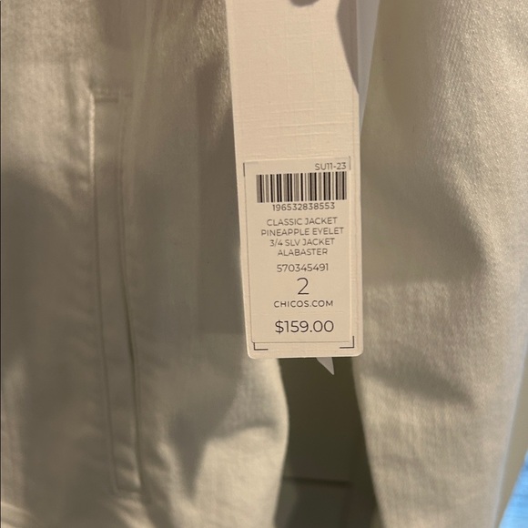 Chico's Jean Jacket with Embroidered Eyelet Sleeve - Picture 4 of 6